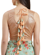 Green & Peach Colored Printed Bagh Ready to Wear Saree Set-AHSRBL-SET-2